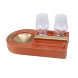 Cigar Tray Holder Accessories Set With Whiskey Wine Glass Cup