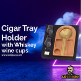 Cigar Tray Holder Accessories Set With Whiskey Wine Glass Cup