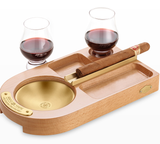 Cigar Tray Holder Accessories Set With Whiskey Wine Glass Cup